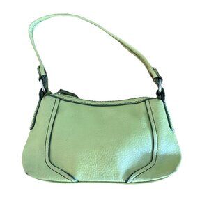 Liz Claiborne Green Faux Leather Small Baguette Mini Shoulder Purse Y2K 2000s